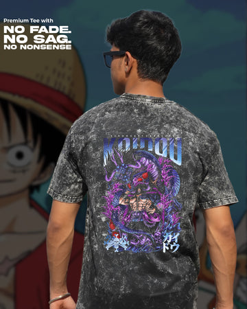 One Piece X Beast Kaido T-Shirt | Unisex Acid Wash Regular Fit | Anime Tee | 100% Cotton