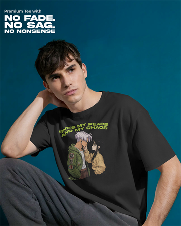 Peace & Chaos Couple T-Shirt | Male Regular Fit | 100% Cotton | 270 GSM