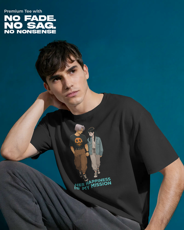Happiness Mission Couple Tee | Male Regular Fit | 100% Cotton | 270 GSM