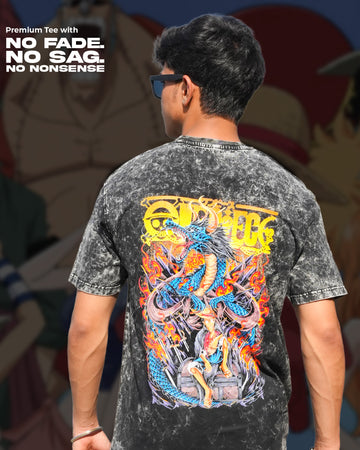 One Piece X Thronefire T-Shirt | Unisex Acid Wash Regular Fit | Anime Tee | 100% Cotton