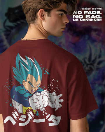 Vegeta Super Saiyan Blue Dragon Ball T-Shirt | Unisex | Oversized Fit | 270 GSM Cotton