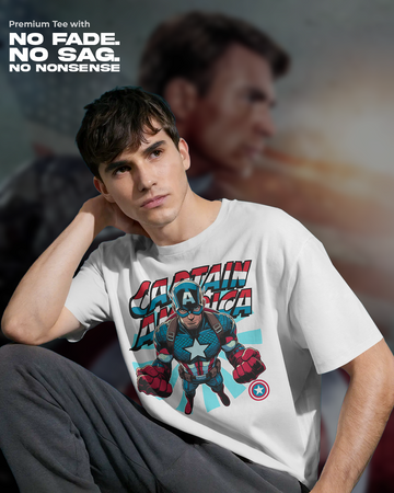 Captain America Power Punch T-Shirt | Unisex Regular Fit | 100% Cotton | 270 GSM