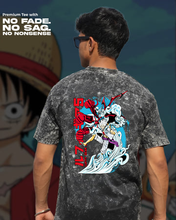 One Piece Luffy Gear 5 vs Lucci T-Shirt | Unisex Acid Wash Regular Fit | Anime Tee | 100% Cotton