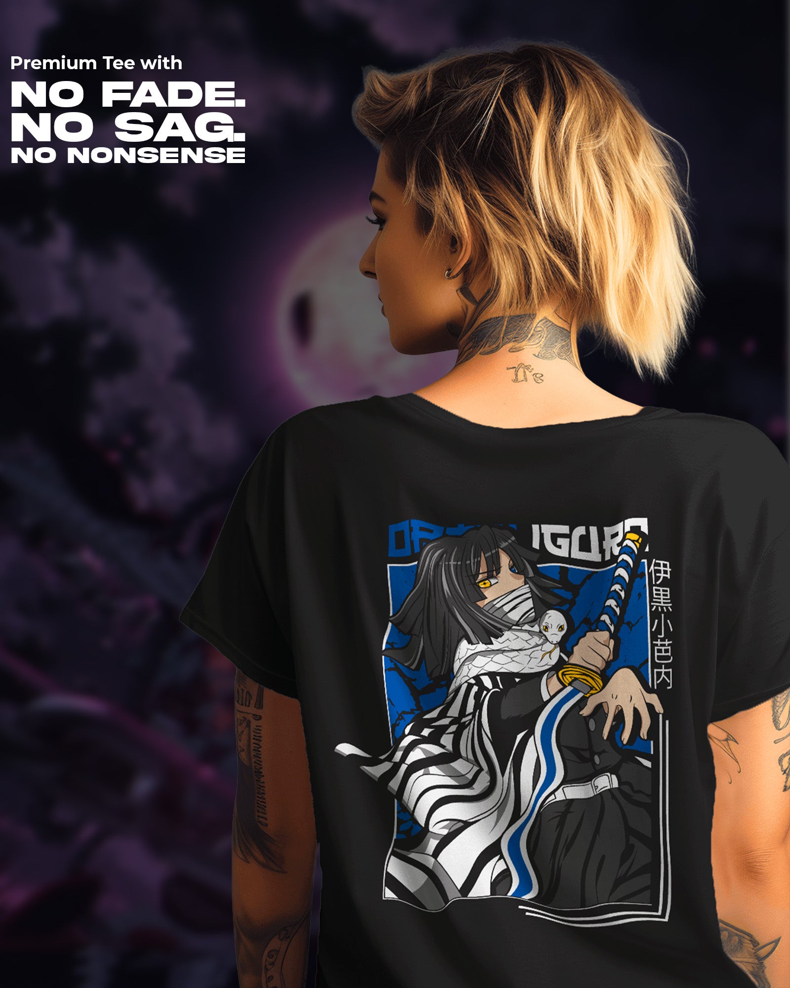 Obanai Iguro X Demon Slayer T-Shirt | Unisex | Oversized Fit | 270 GSM Cotton